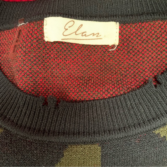 Elan Camouflage Crewneck Sweater with Distressed Edges - Picture 8 of 8